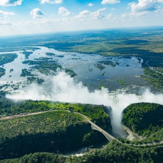 Aerials view of the Victoria Falls