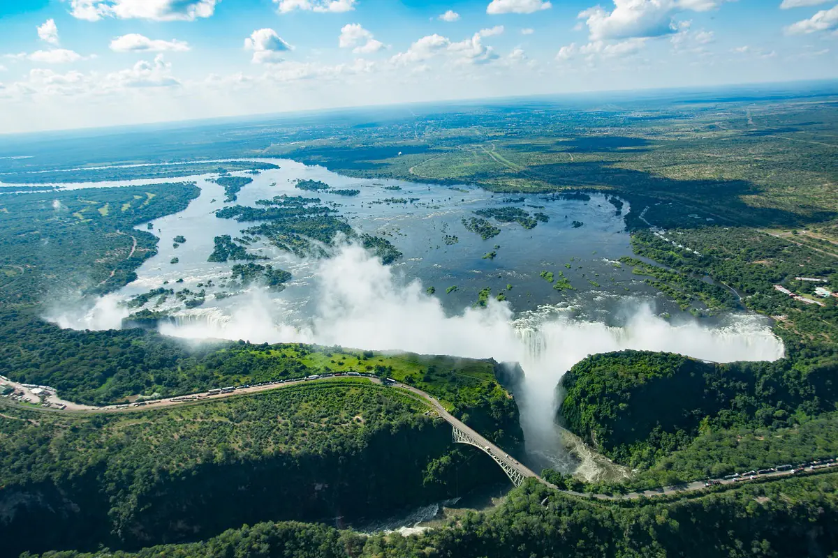 Aerials view of the Victoria Falls